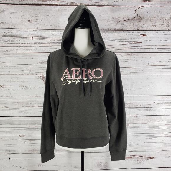 Aeropostale New Eighty Seven Gray Pullover Hoodie Size Medium - Picture 1 of 11